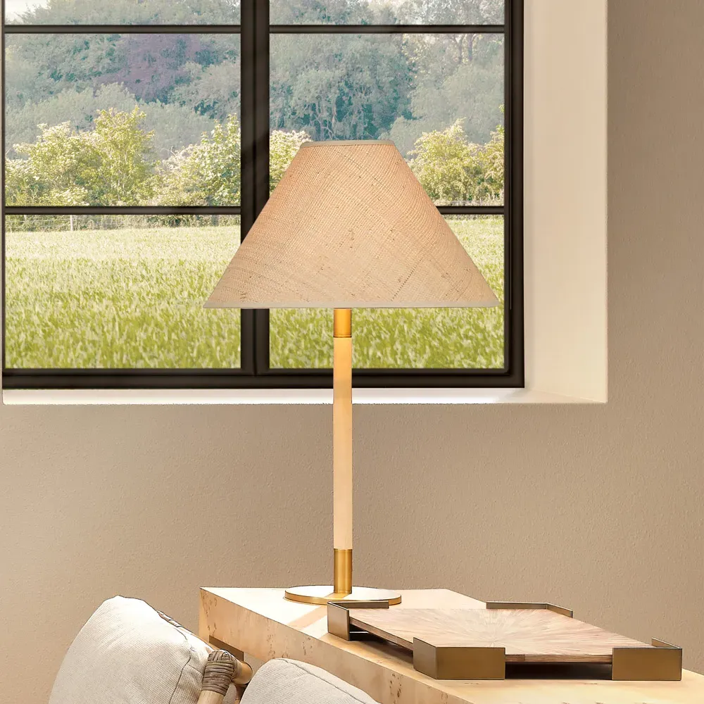 Teresa Woven Raffia Shade Table Lamp - Natural Wood