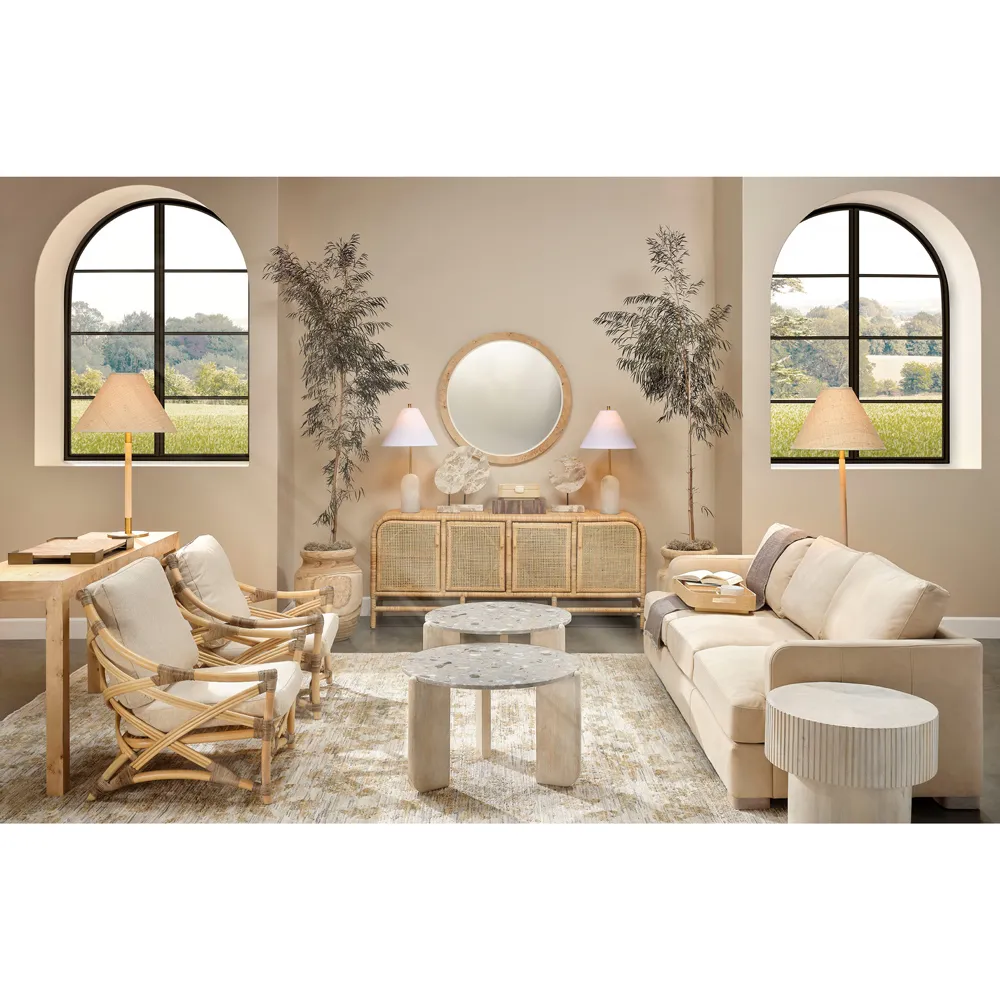 Teresa Woven Raffia Shade Table Lamp - Natural Wood