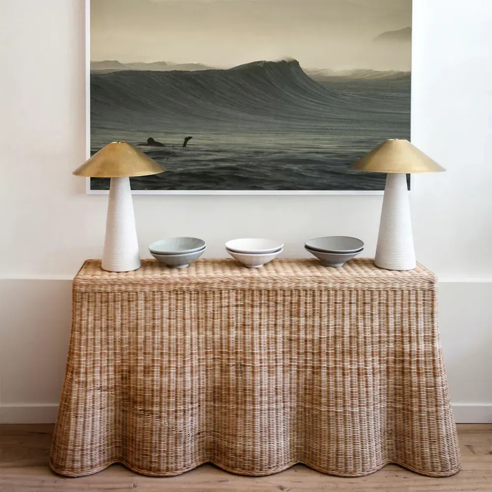 Terese Rectangular Console - Natural, Rattan