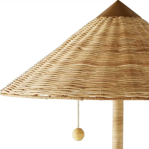 Terrace Handwoven Rattan Floor Lamp - Brown, Gold Iron