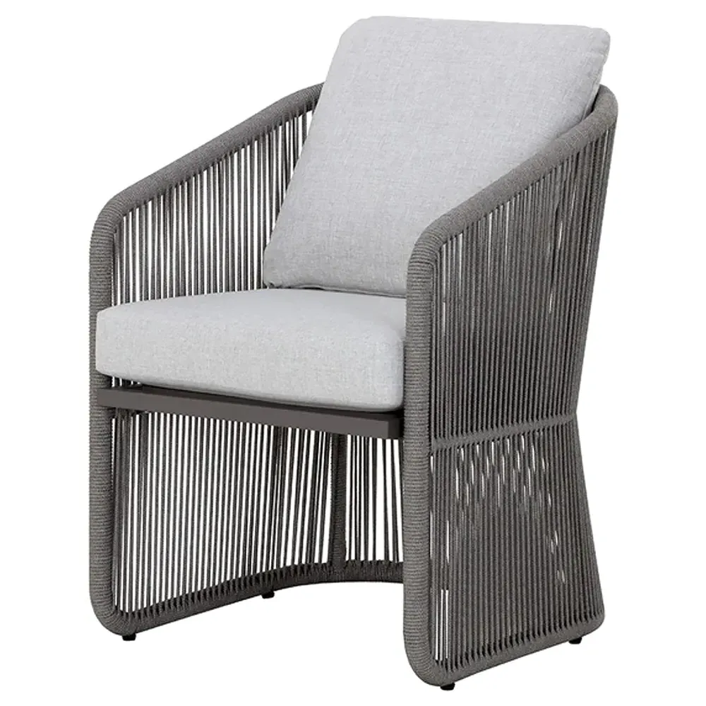 Terrell Outdoor Dining Chair - Light Grey, Woven Rope