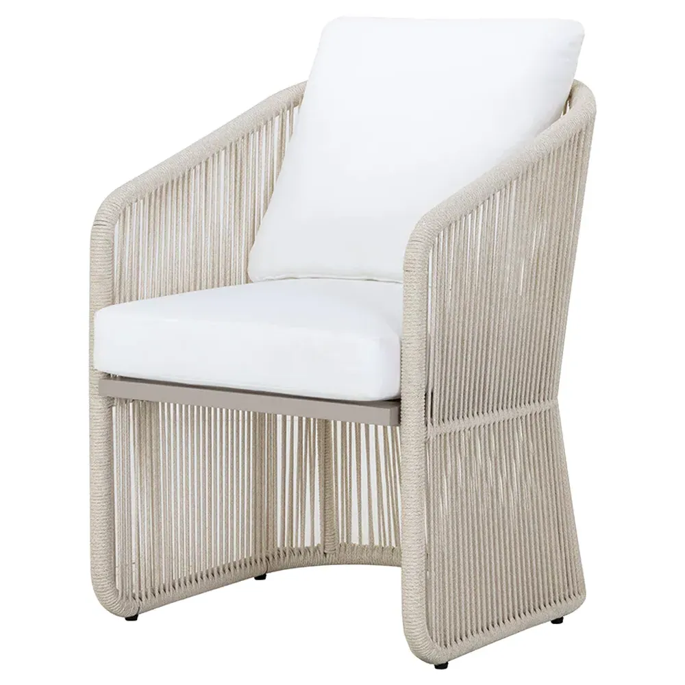 Terrell Outdoor Dining Chair - White, Woven Rope