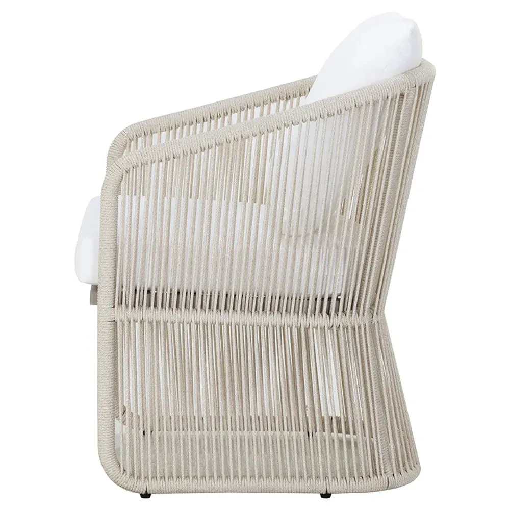 Terrell Outdoor Dining Chair - White, Woven Rope