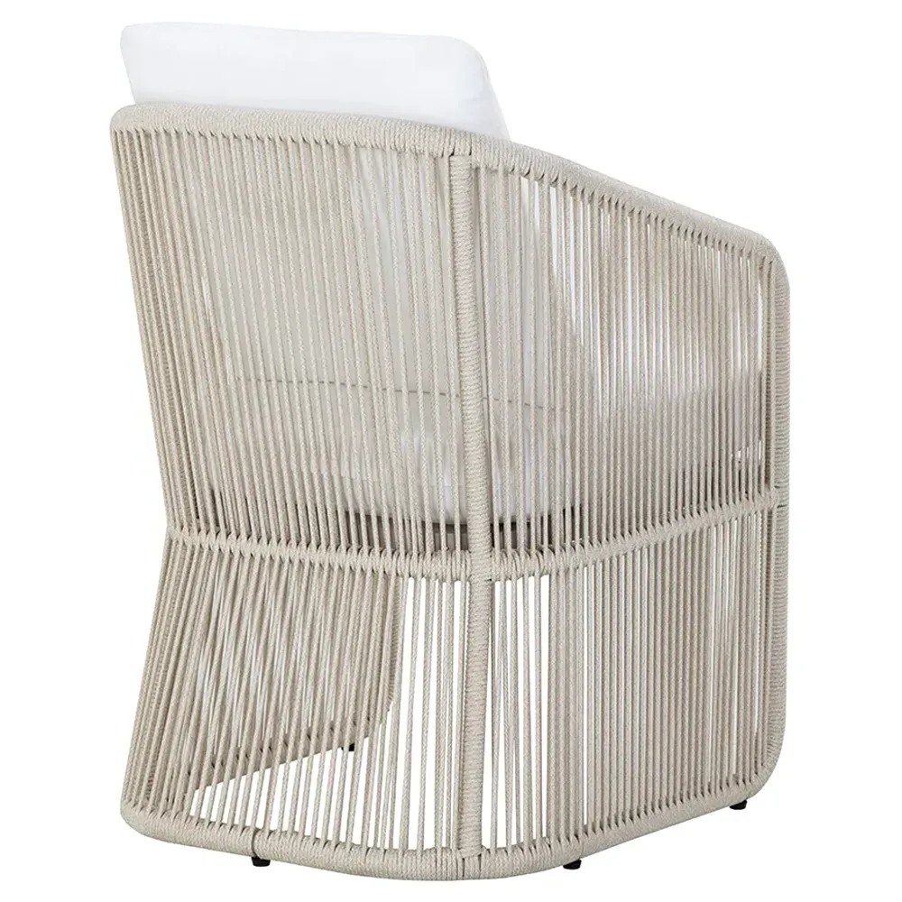 Terrell Outdoor Dining Chair - White, Woven Rope