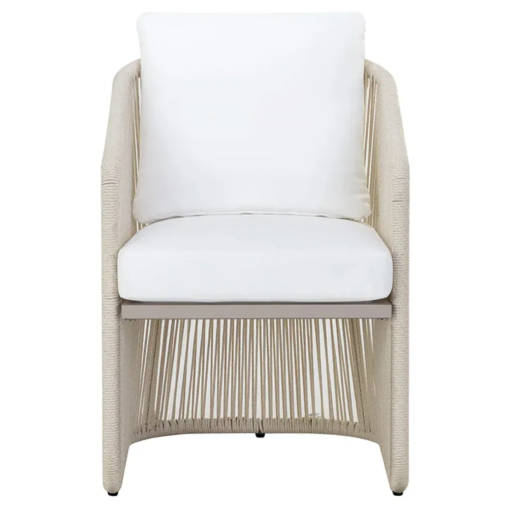 Terrell Outdoor Dining Chair - White, Woven Rope
