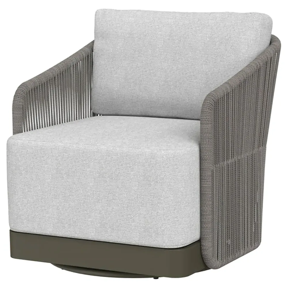 Terrell Outdoor Swivel Chair - Light Grey, Woven Rope