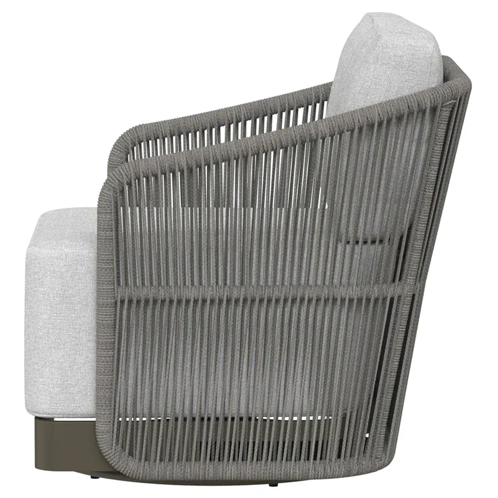 Terrell Outdoor Swivel Chair - Light Grey, Woven Rope