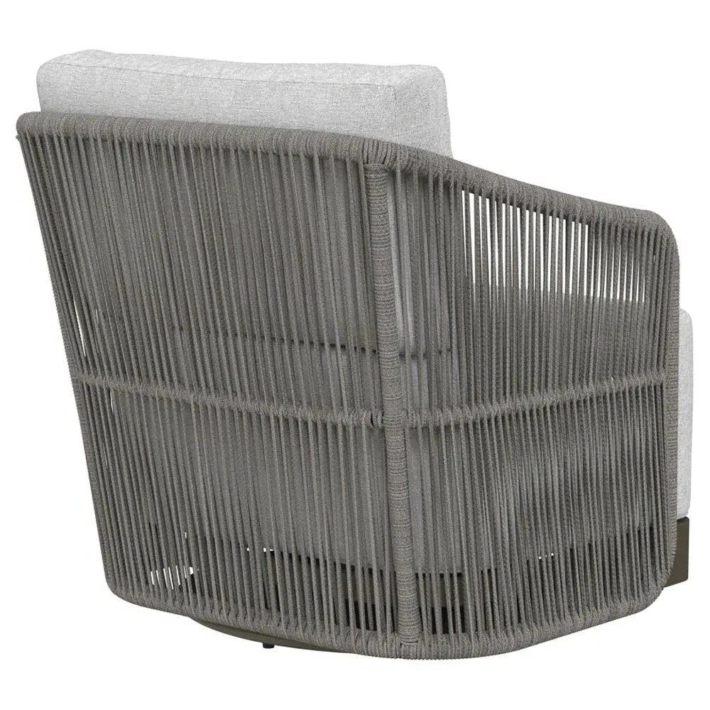 Terrell Outdoor Swivel Chair - Light Grey, Woven Rope