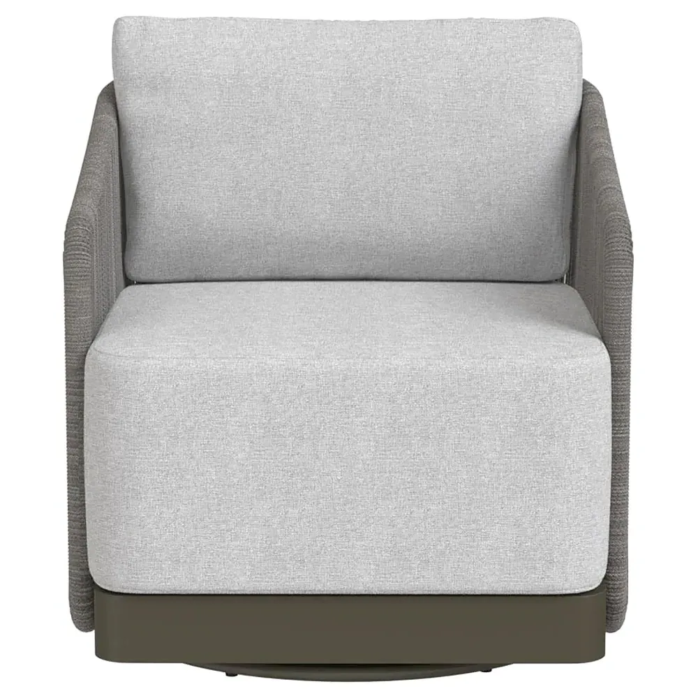 Terrell Outdoor Swivel Chair - Light Grey, Woven Rope