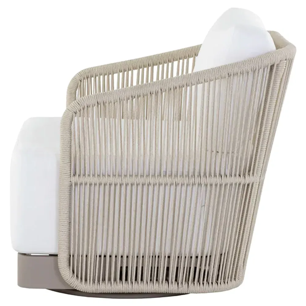Terrell Outdoor Swivel Chair - White, Woven Rope