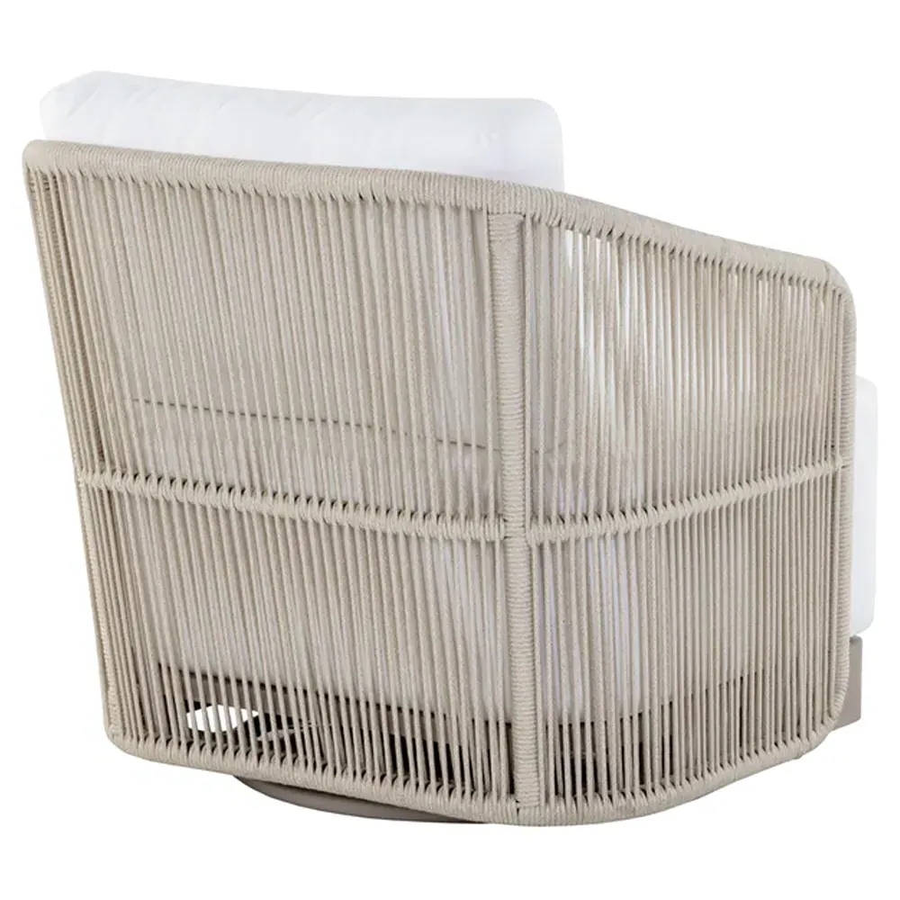 Terrell Outdoor Swivel Chair - White, Woven Rope