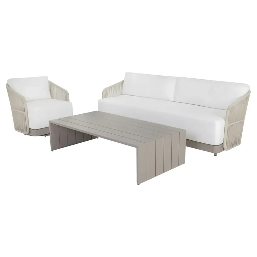 Terrell Outdoor Swivel Chair - White, Woven Rope