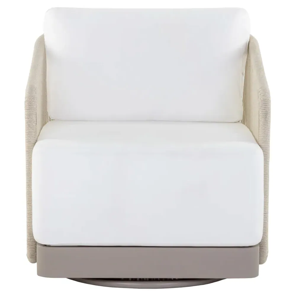 Terrell Outdoor Swivel Chair - White, Woven Rope