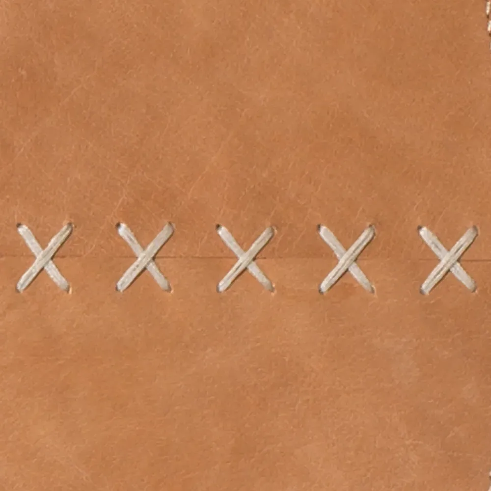 Tessa Round Wall Mirror - Brown, Leather