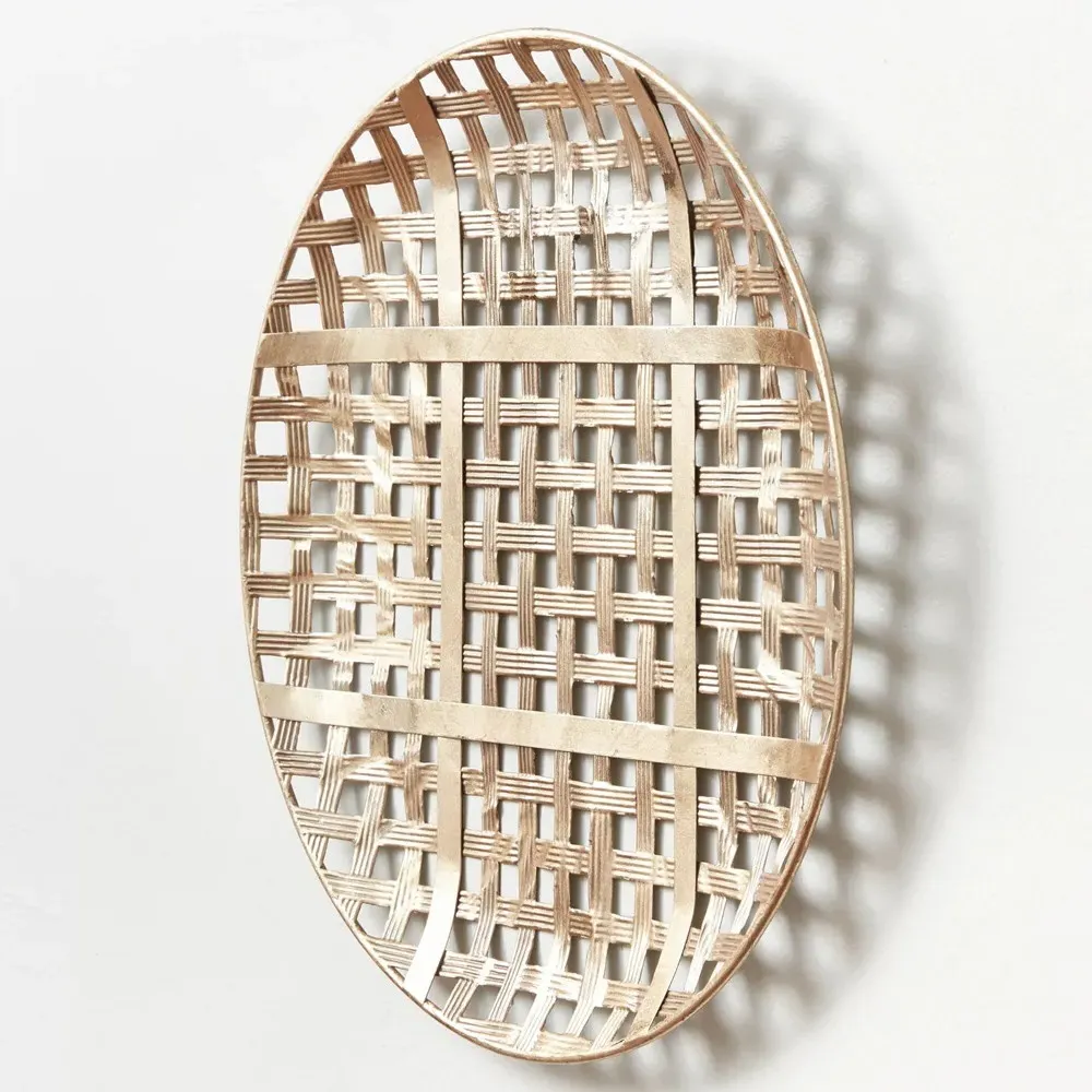 Thalia Round Woven Wall Decor Set of 3 - Gold, Iron