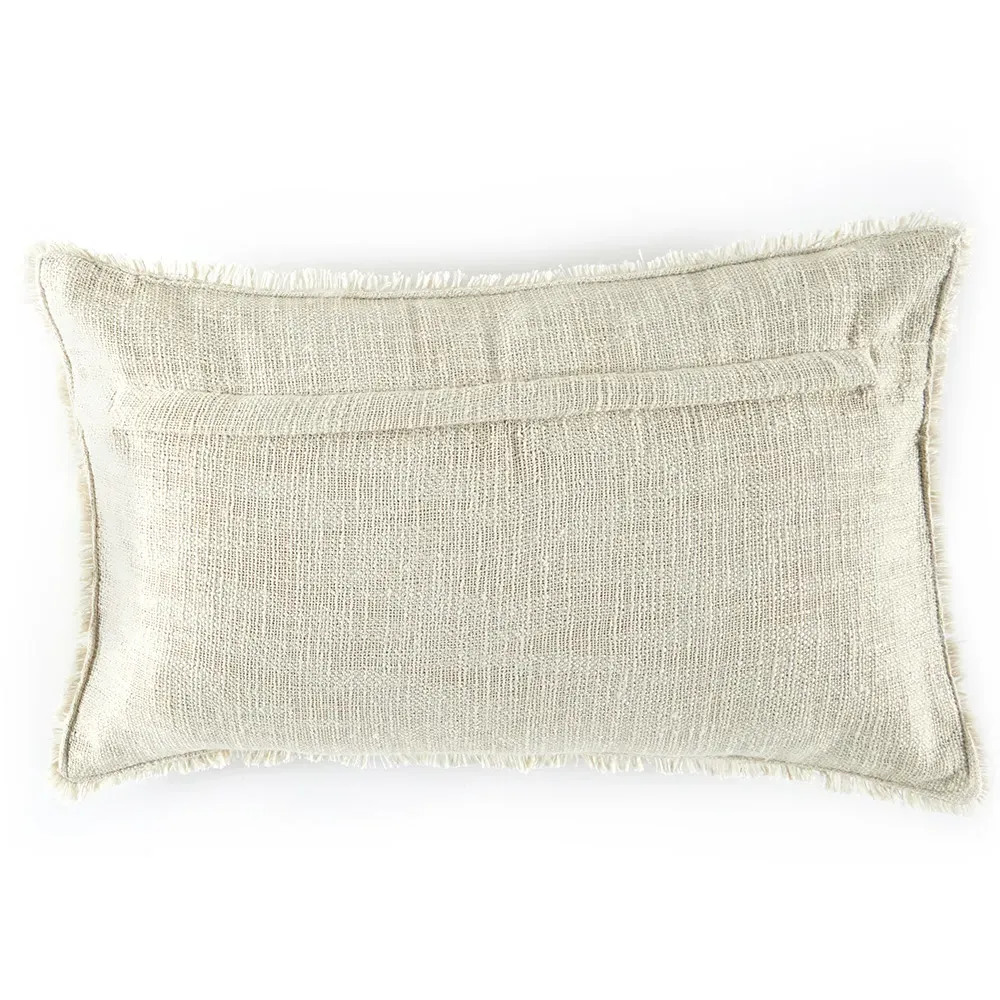 Thara Fringed Indoor Outdoor Lumbar Pillow - Cream
