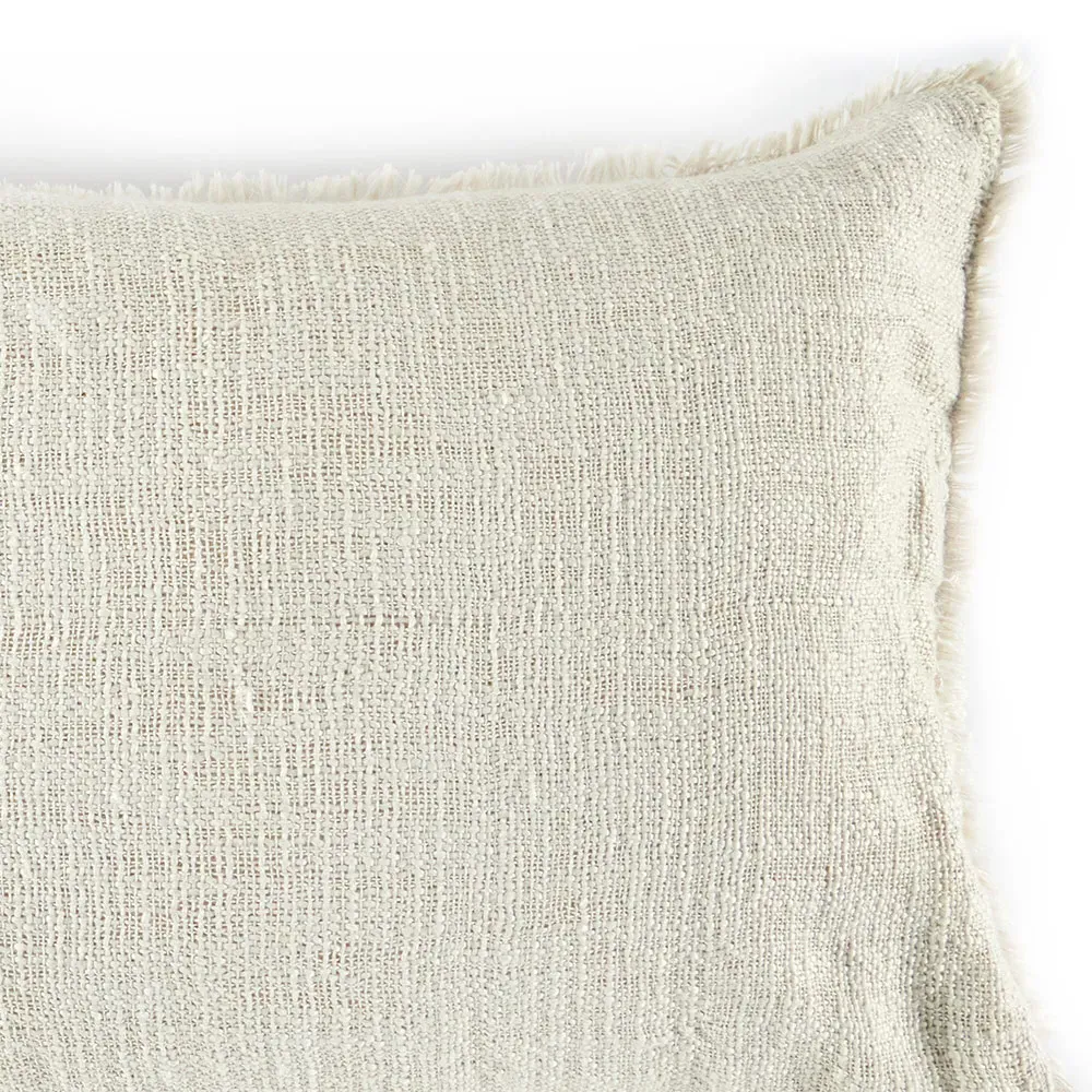 Thara Fringed Indoor Outdoor Lumbar Pillow - Cream