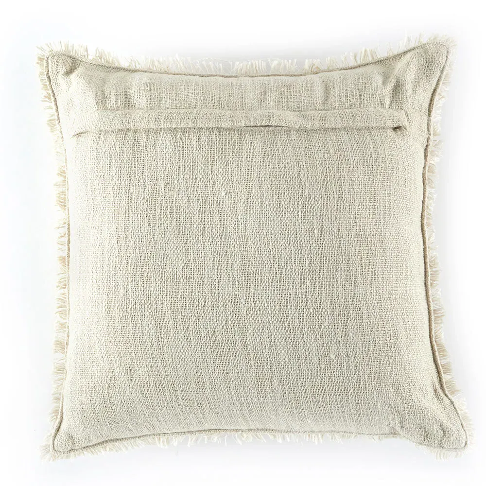 Thara Fringed Indoor Outdoor Throw Pillow - Cream