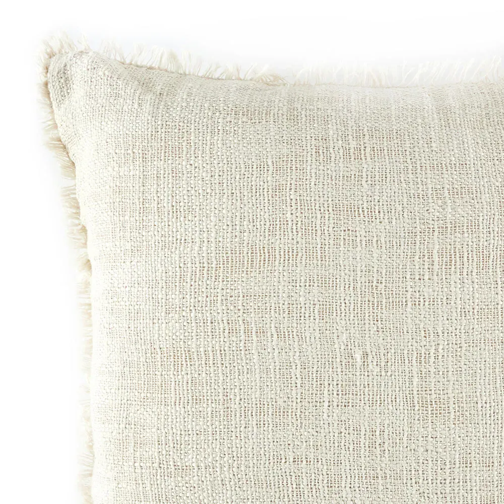 Thara Fringed Indoor Outdoor Throw Pillow - Cream