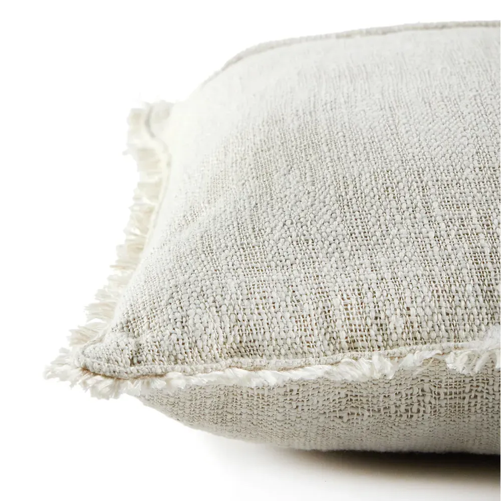 Thara Fringed Indoor Outdoor Throw Pillow - Cream