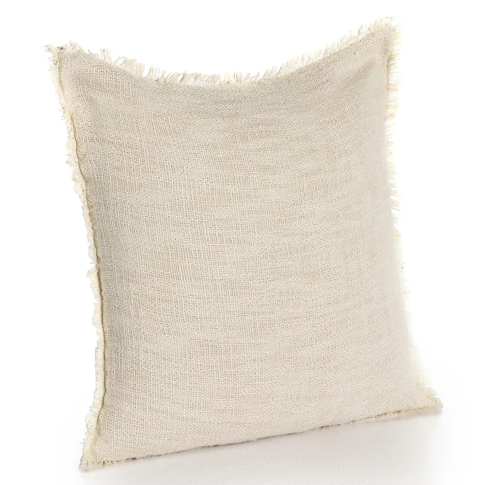 Thara Fringed Indoor Outdoor Throw Pillow - Cream