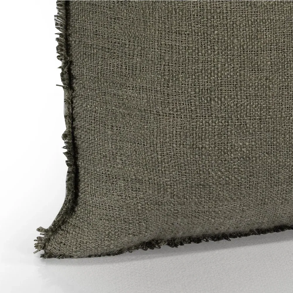 Thara Square Throw Pillow with Fringe - Olive Green