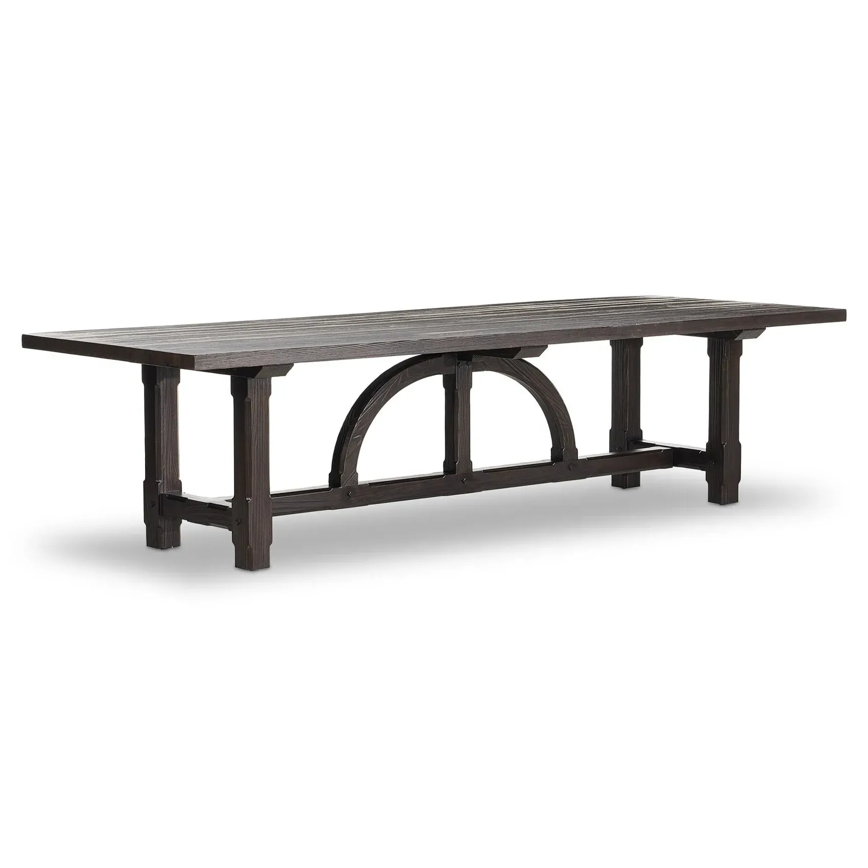 The Arch Rectangular Dining Table - Brown, Pine Wood