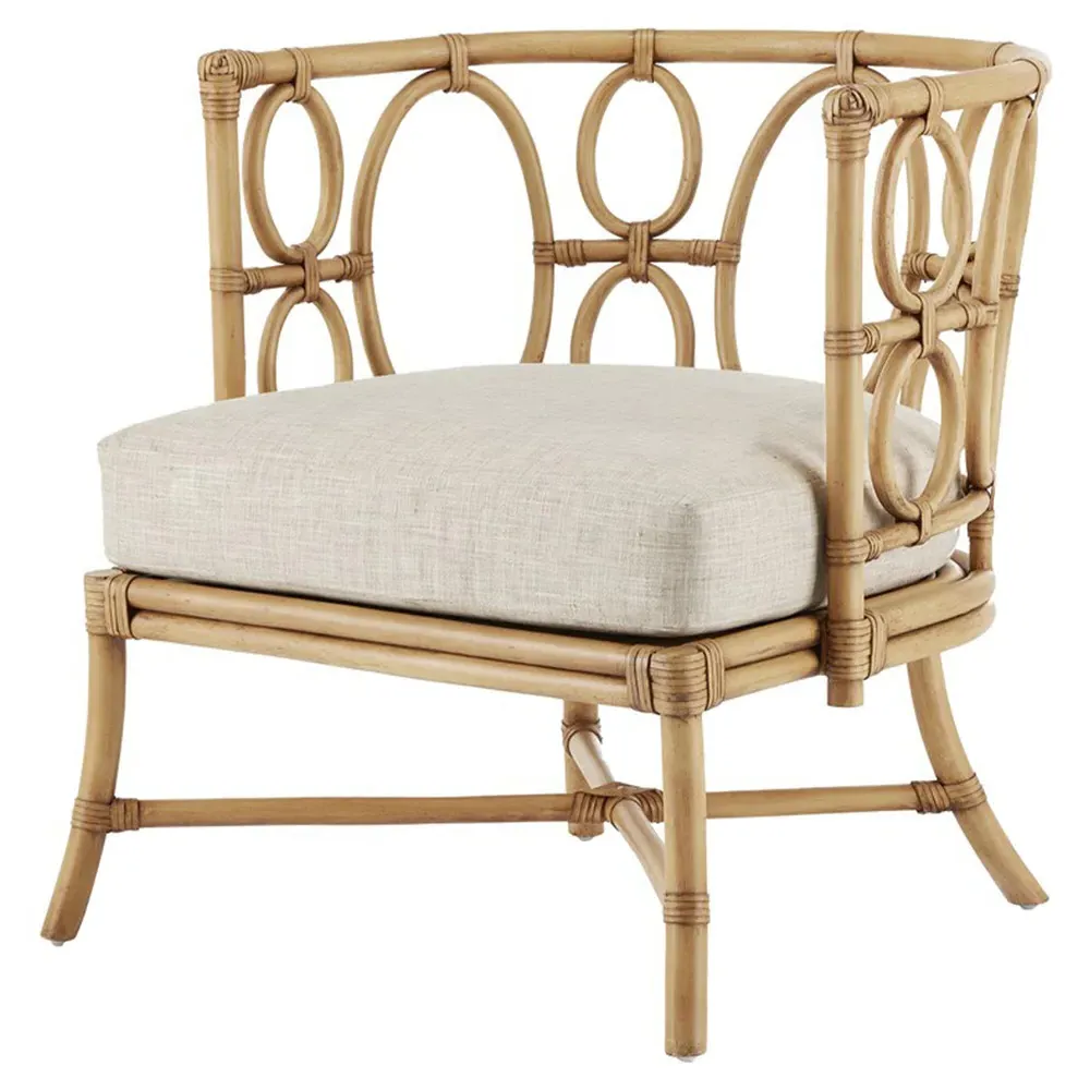 Theo Barrel Chair - Beige, Natural Rattan