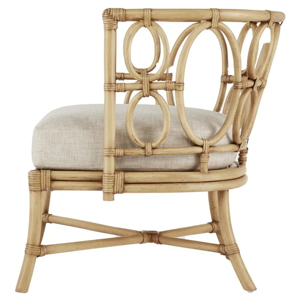 Theo Barrel Chair - Beige, Natural Rattan