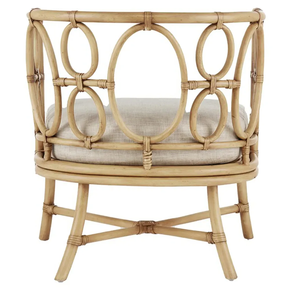 Theo Barrel Chair - Beige, Natural Rattan