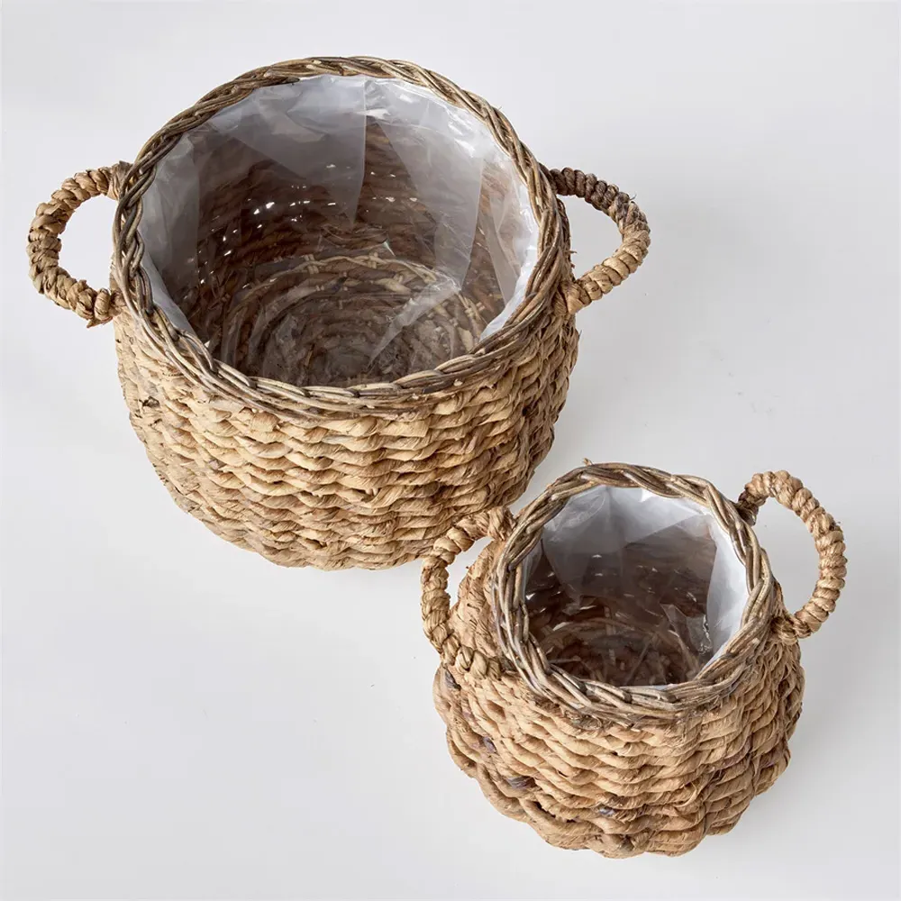 Theodora Woven Floor Basket Set of 2 - Brown, Abaca