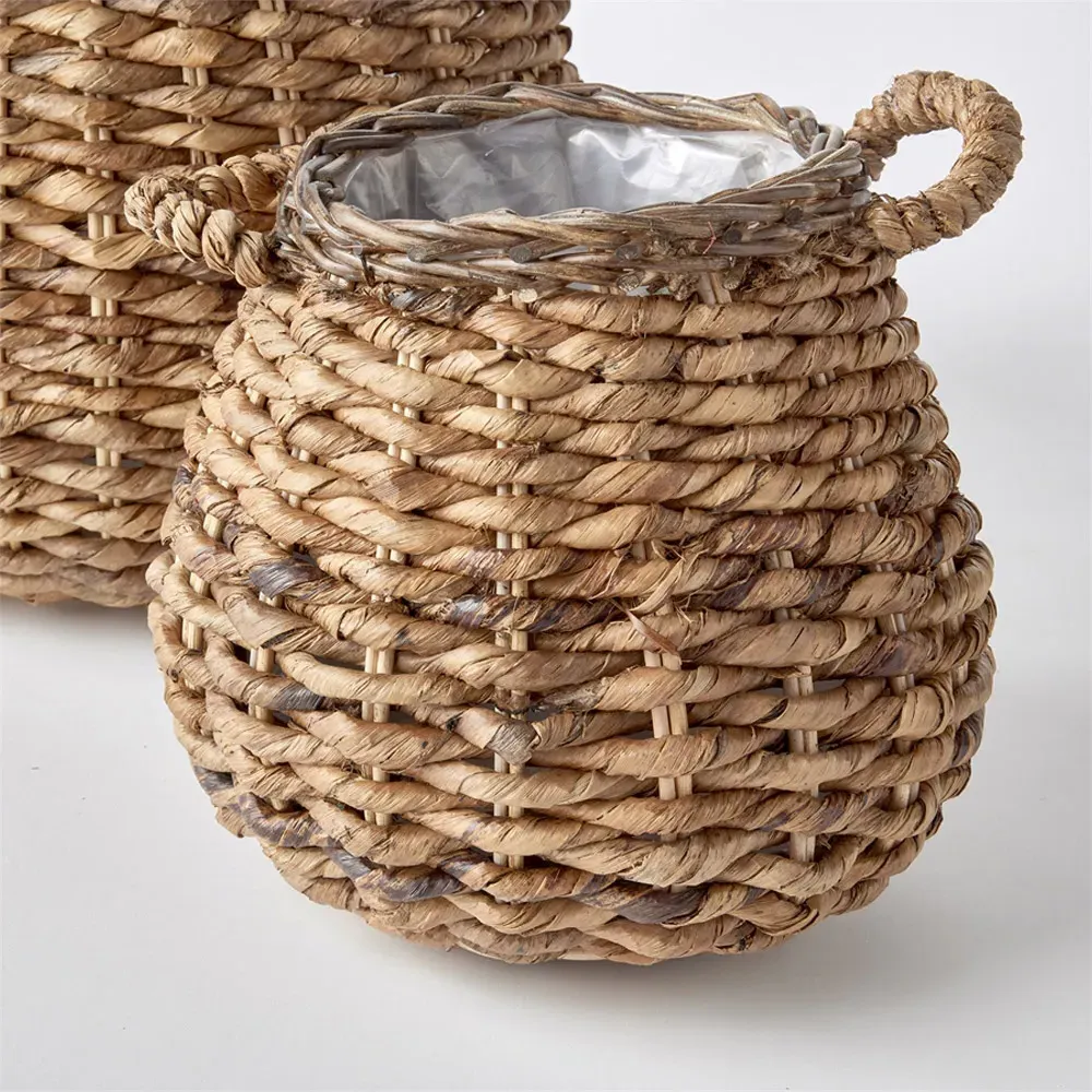 Theodora Woven Floor Basket Set of 2 - Brown, Abaca