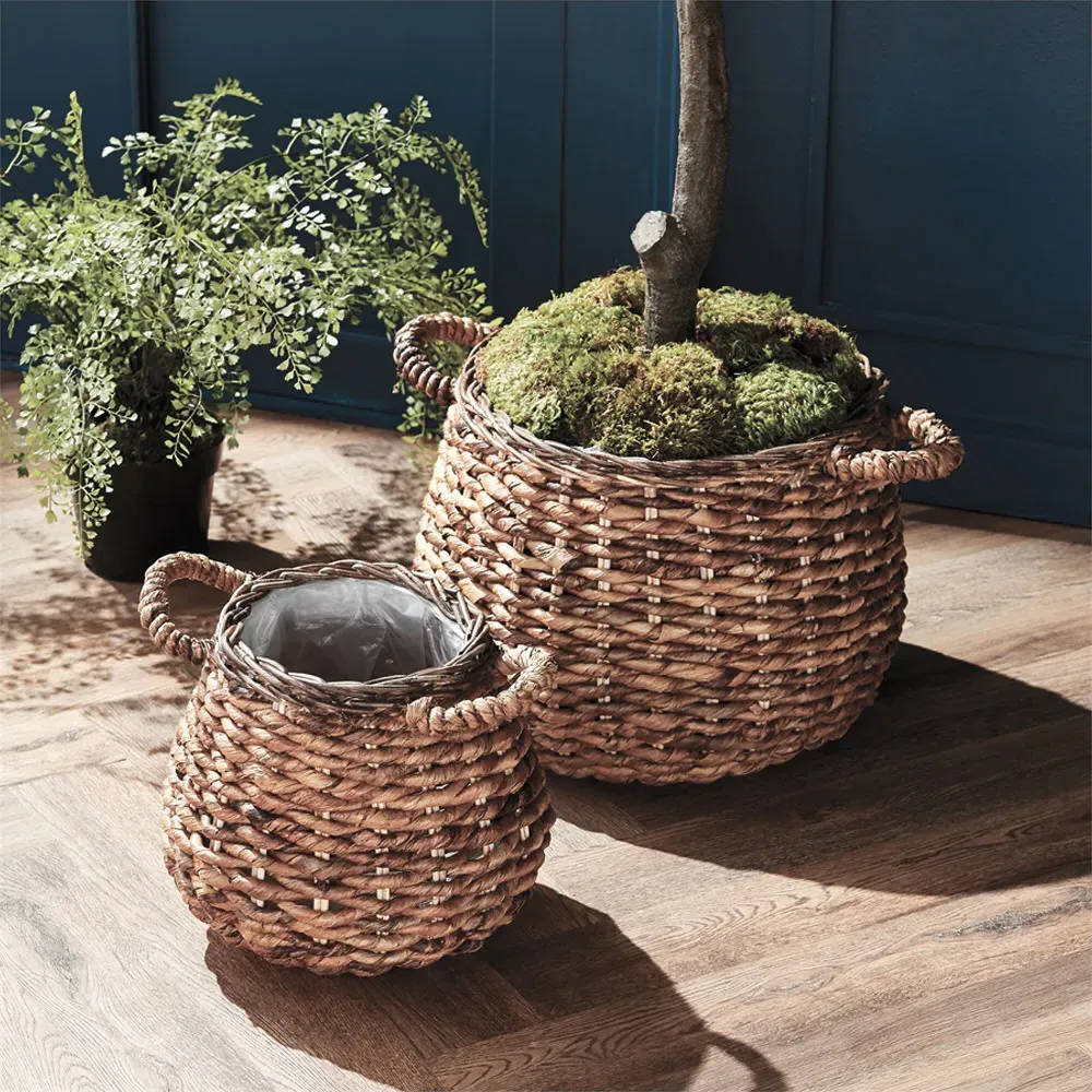 Theodora Woven Floor Basket Set of 2 - Brown, Abaca