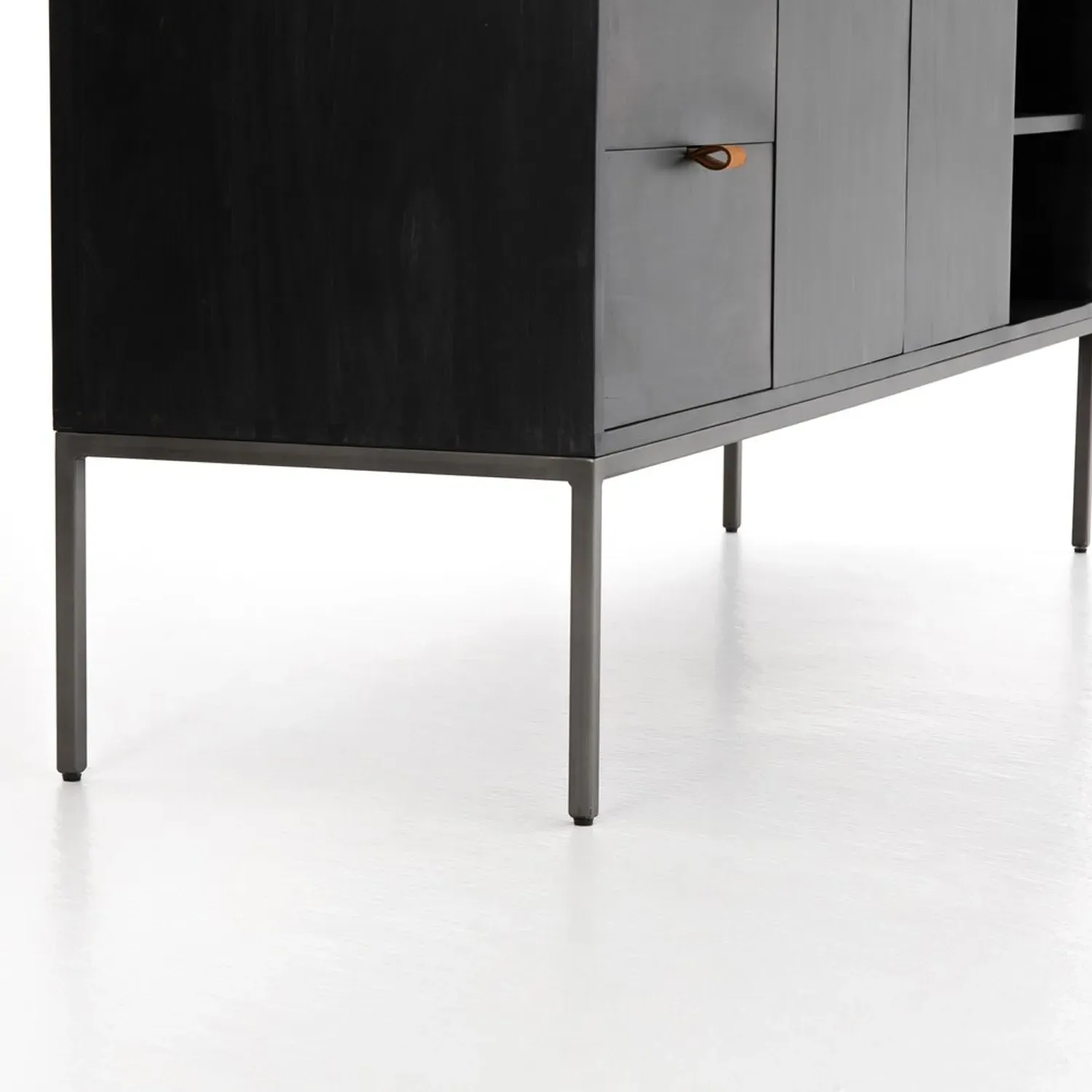 Theodore 2 Drawer 2 Door Media Cabinet - Black, Poplar Wood