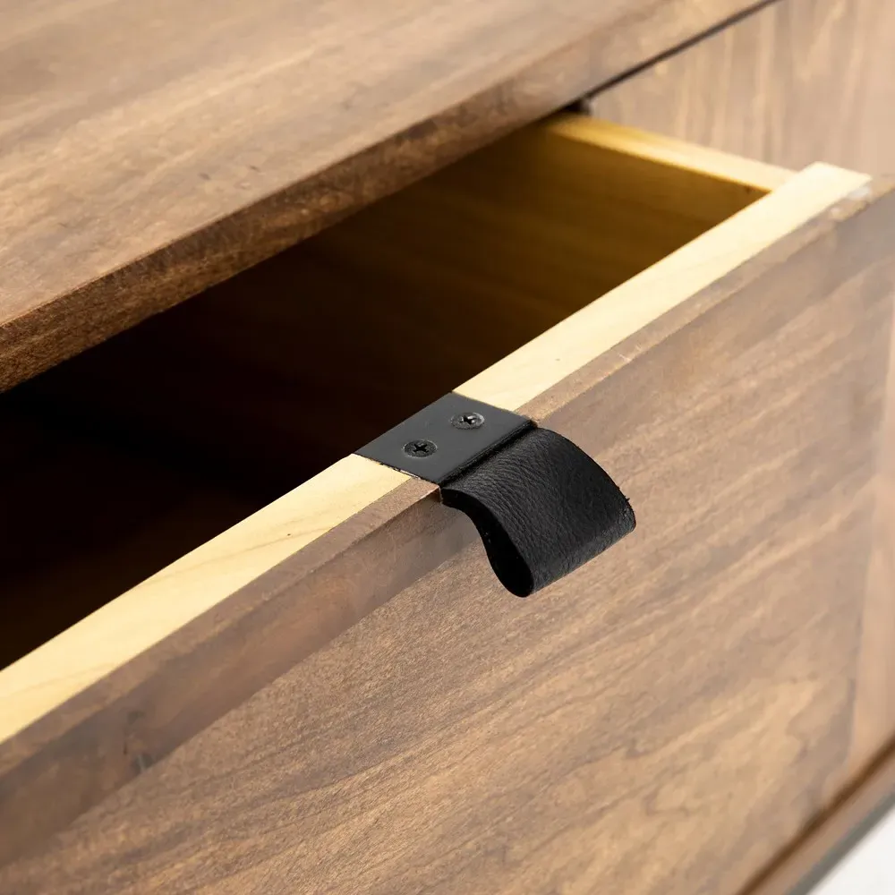 Theodore 2 Drawer 2 Door Media Cabinet - Brown, Poplar Wood