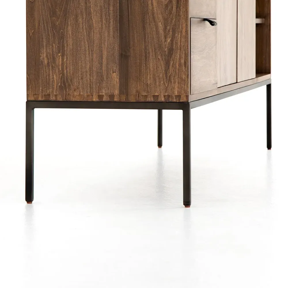 Theodore 2 Drawer 2 Door Media Cabinet - Brown, Poplar Wood