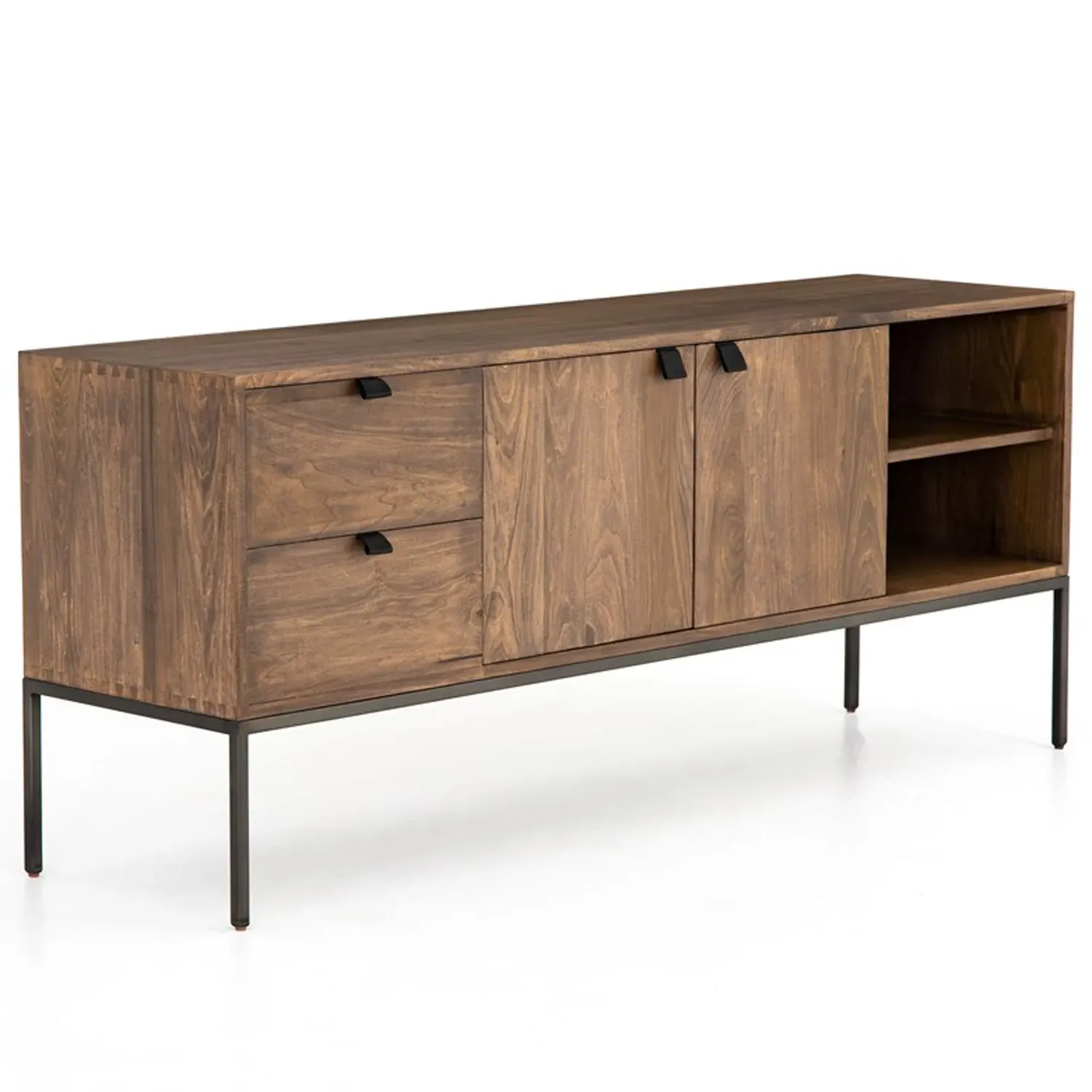 Theodore 2 Drawer 2 Door Media Cabinet - Brown, Poplar Wood