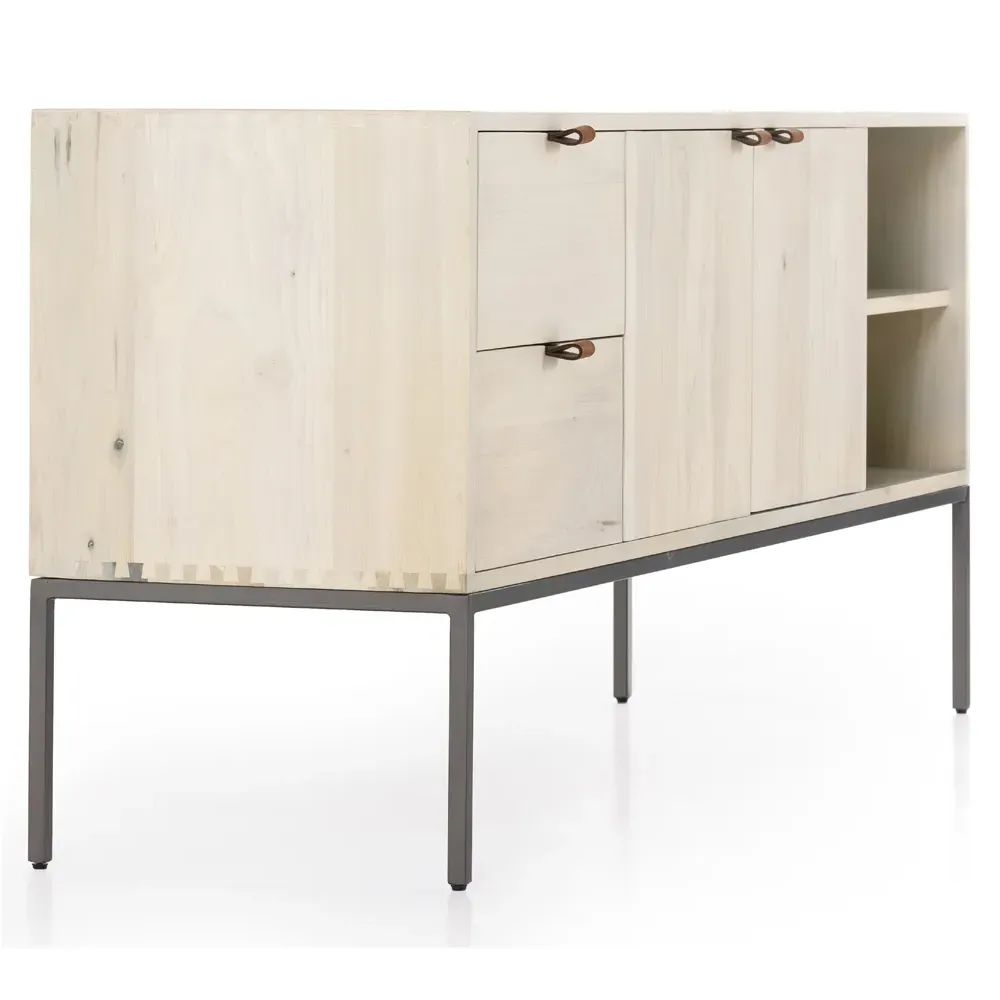 Theodore 2 Drawer 2 Door Media Cabinet - White, Poplar Wood