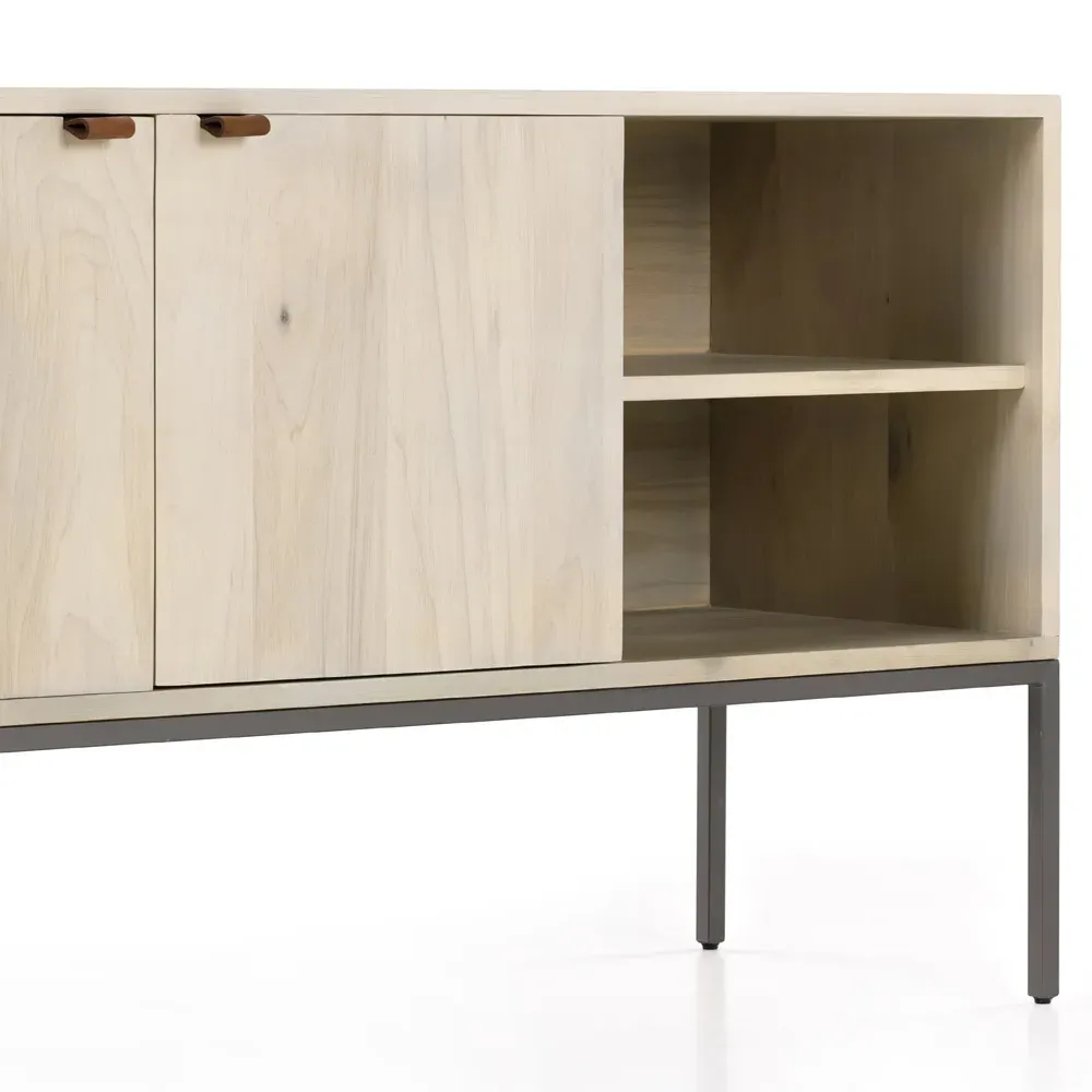 Theodore 2 Drawer 2 Door Media Cabinet - White, Poplar Wood