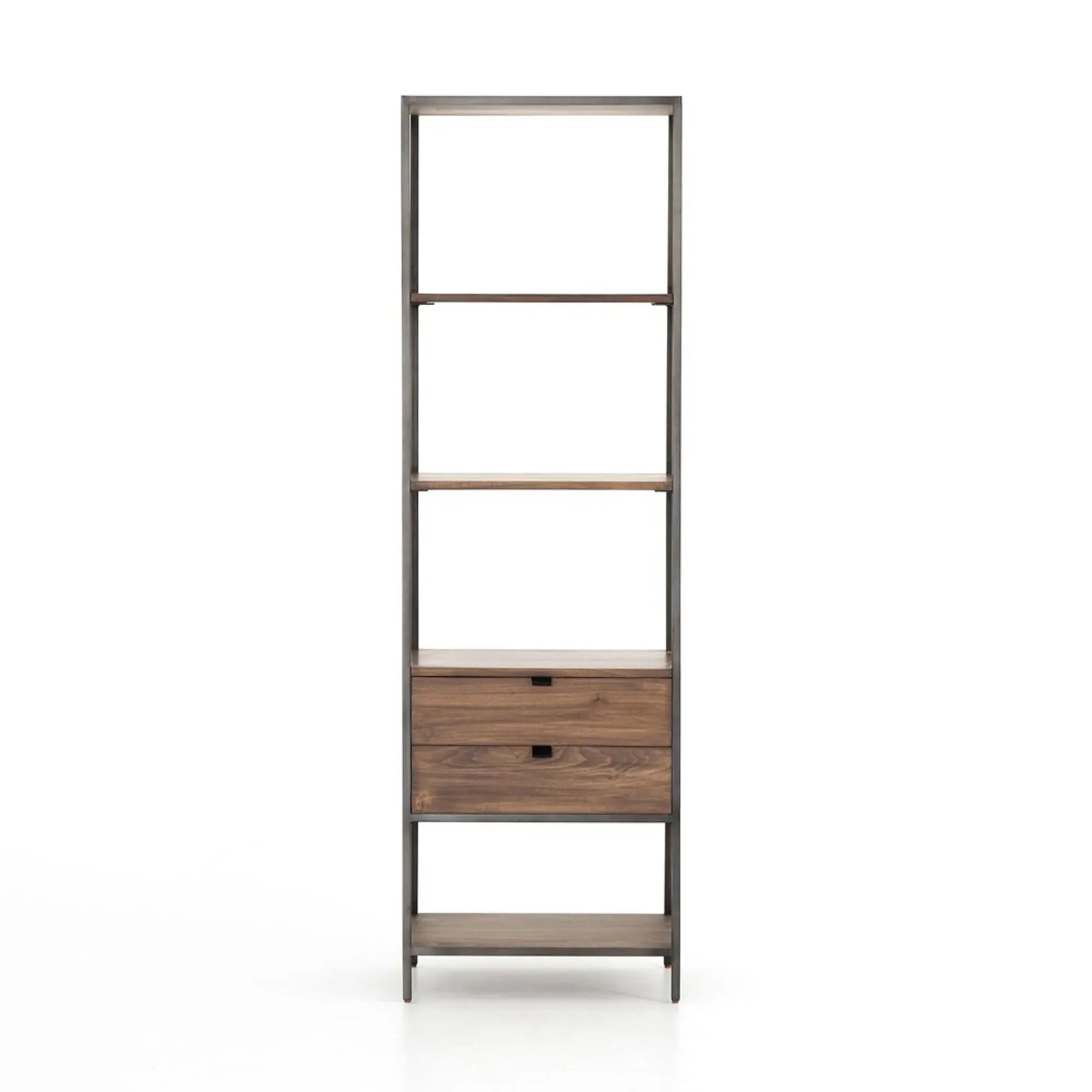 Theodore 2 Drawer Display Bookcase - Brown, Poplar Wood