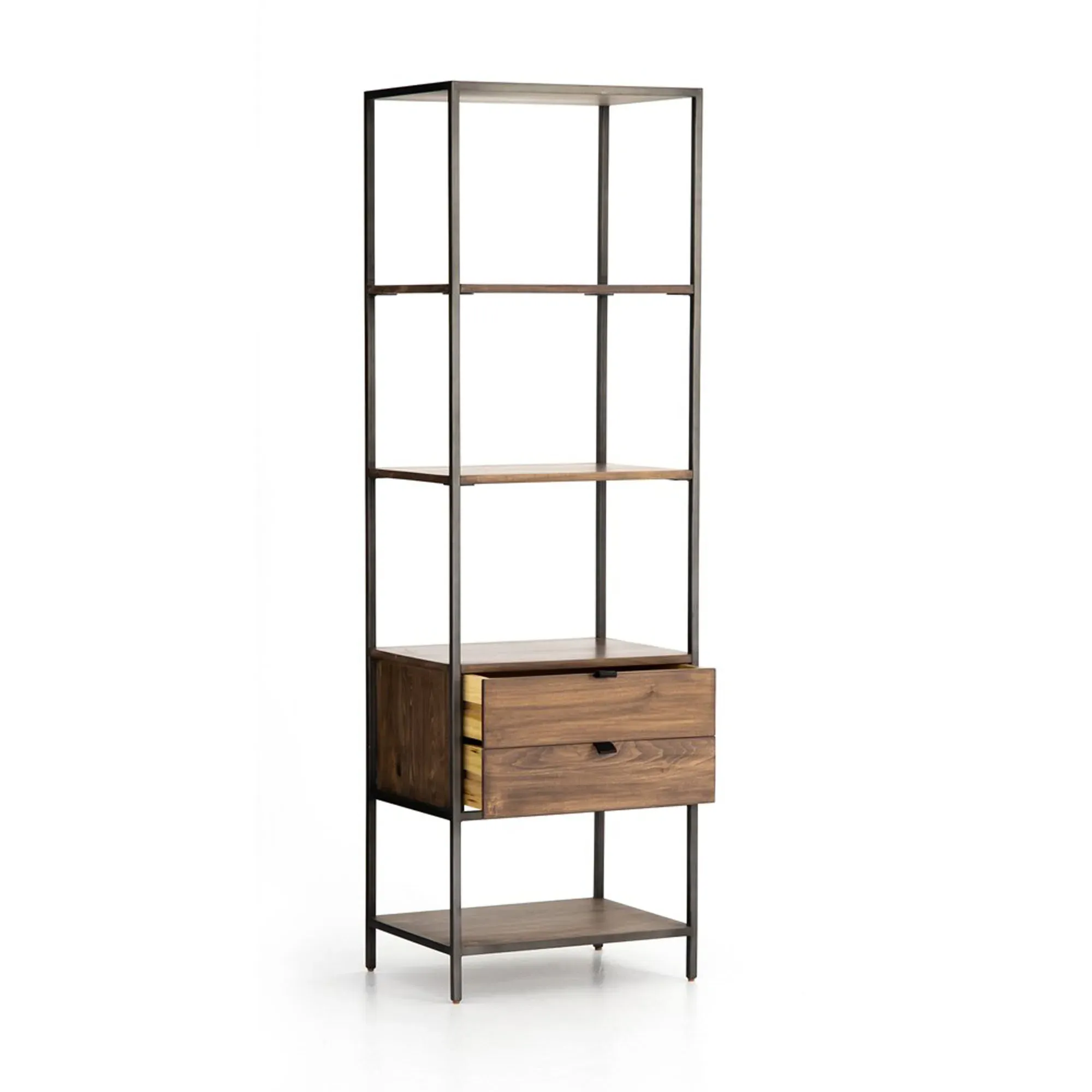 Theodore 2 Drawer Display Bookcase - Brown, Poplar Wood