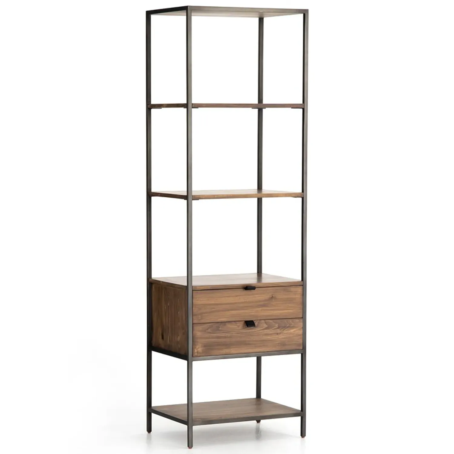 Theodore 2 Drawer Display Bookcase - Brown, Poplar Wood image