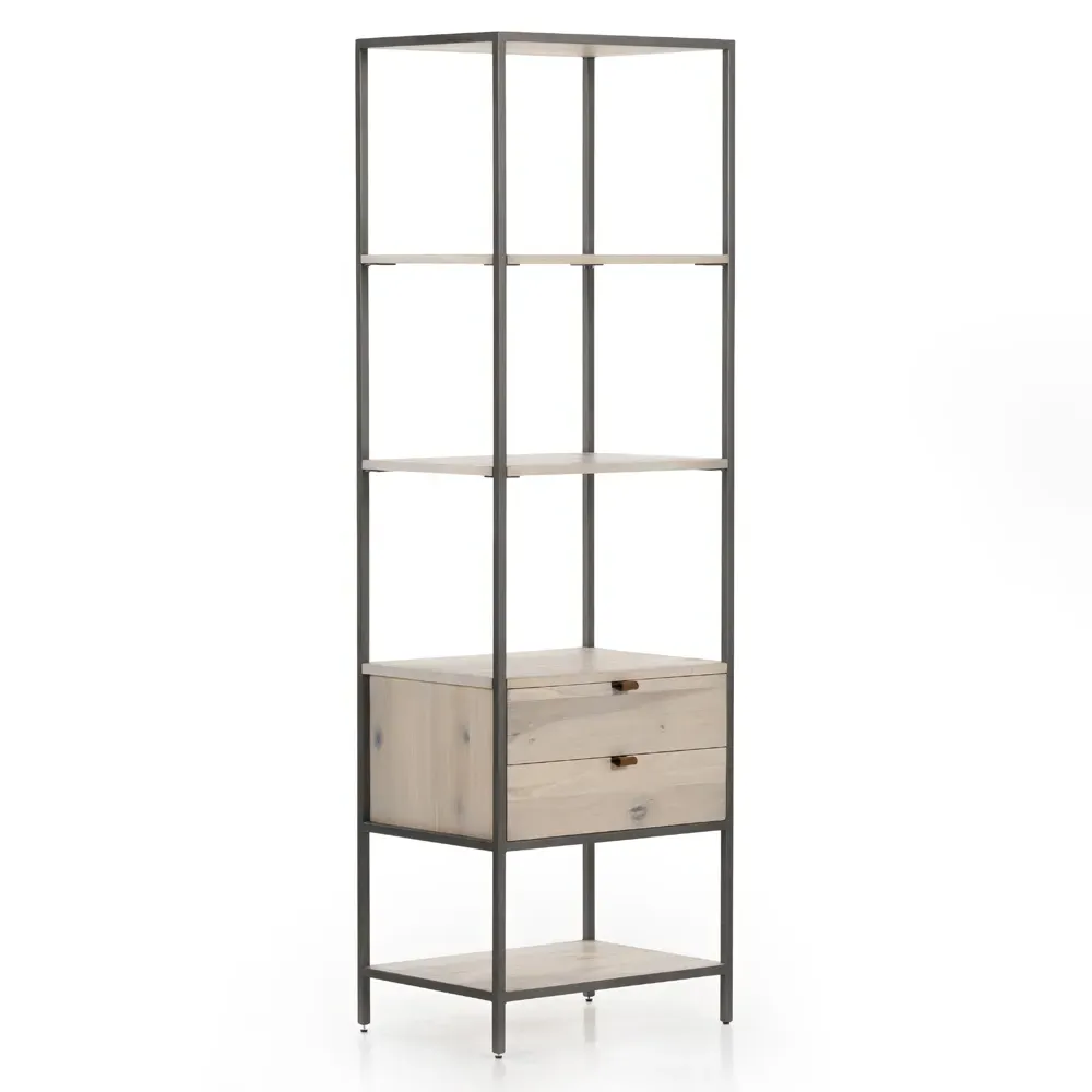 Theodore 2 Drawer Display Bookcase - Dove White, Poplar Wood