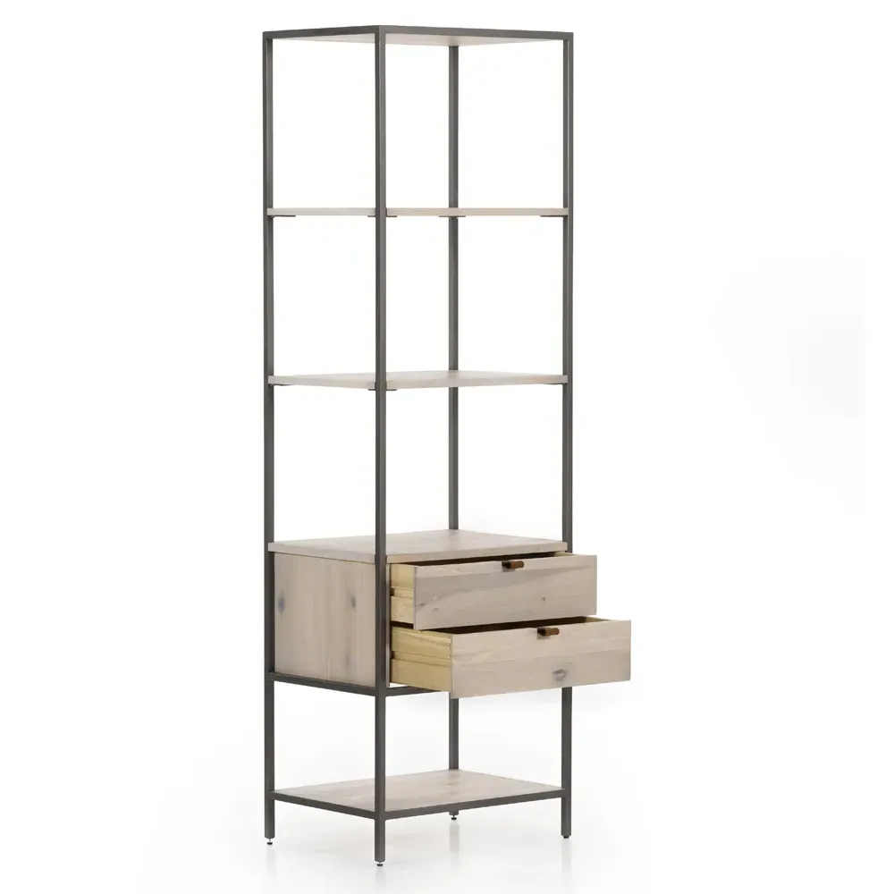 Theodore 2 Drawer Display Bookcase - Dove White, Poplar Wood