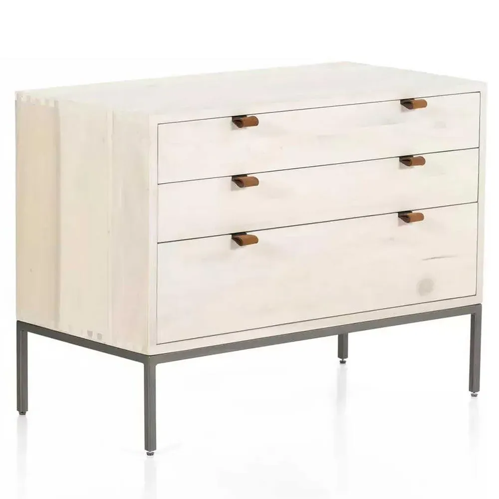 Theodore 3 Drawer Wide Nightstand - Dove Grey, Poplar Wood