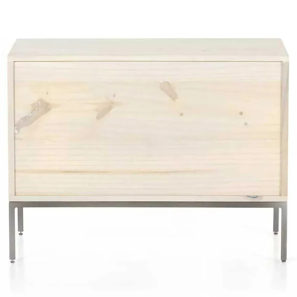 Theodore 3 Drawer Wide Nightstand - Dove Grey, Poplar Wood