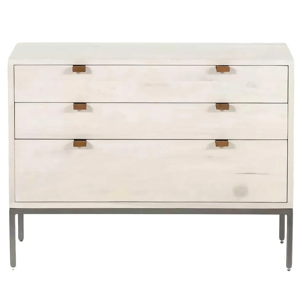 Theodore 3 Drawer Wide Nightstand - Dove Grey, Poplar Wood image