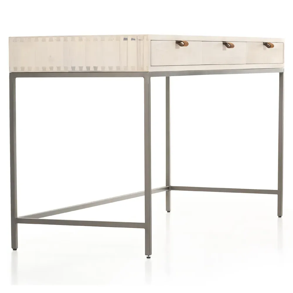 Theodore 3 Drawer Writing Desk - Dove White, Poplar Wood