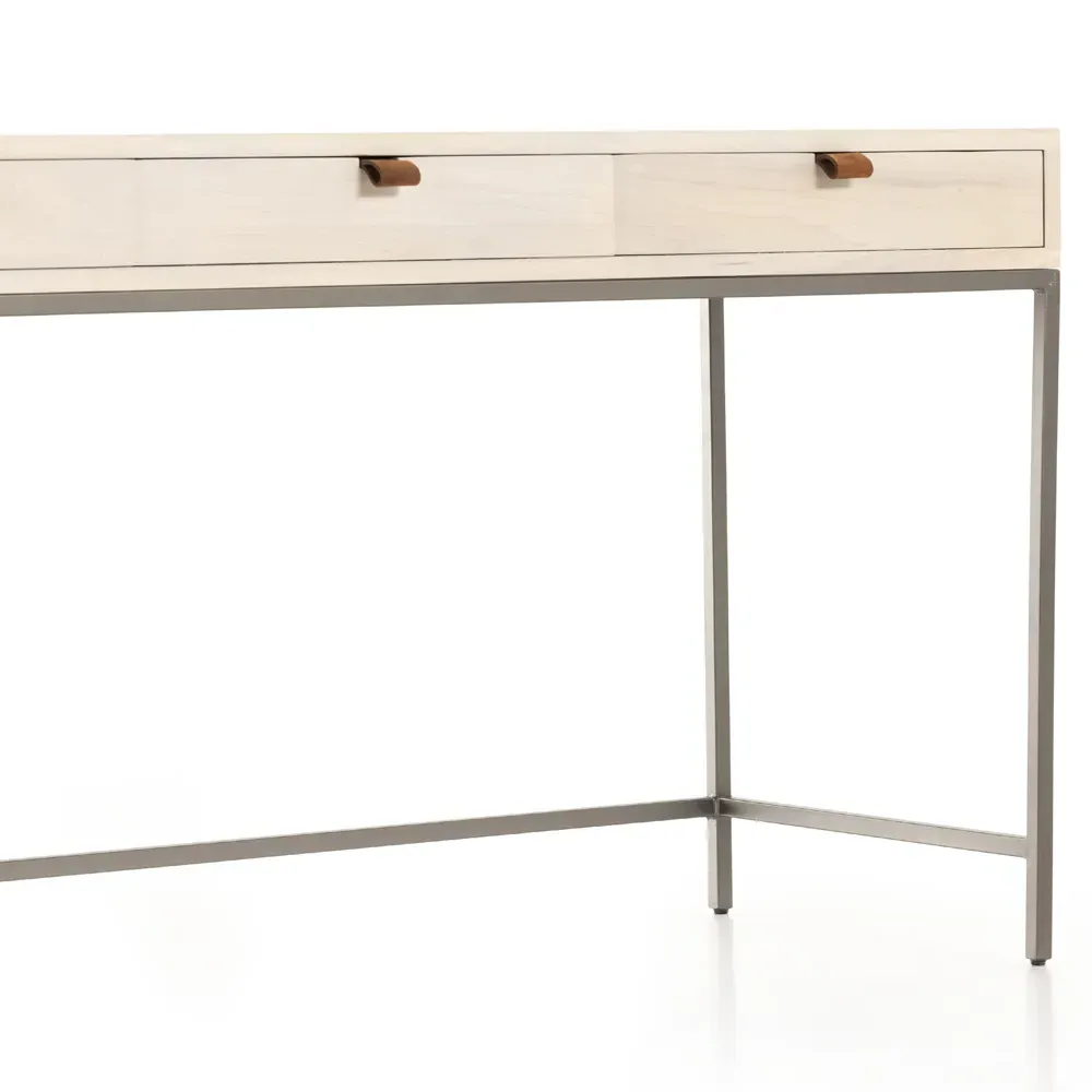 Theodore 3 Drawer Writing Desk - Dove White, Poplar Wood