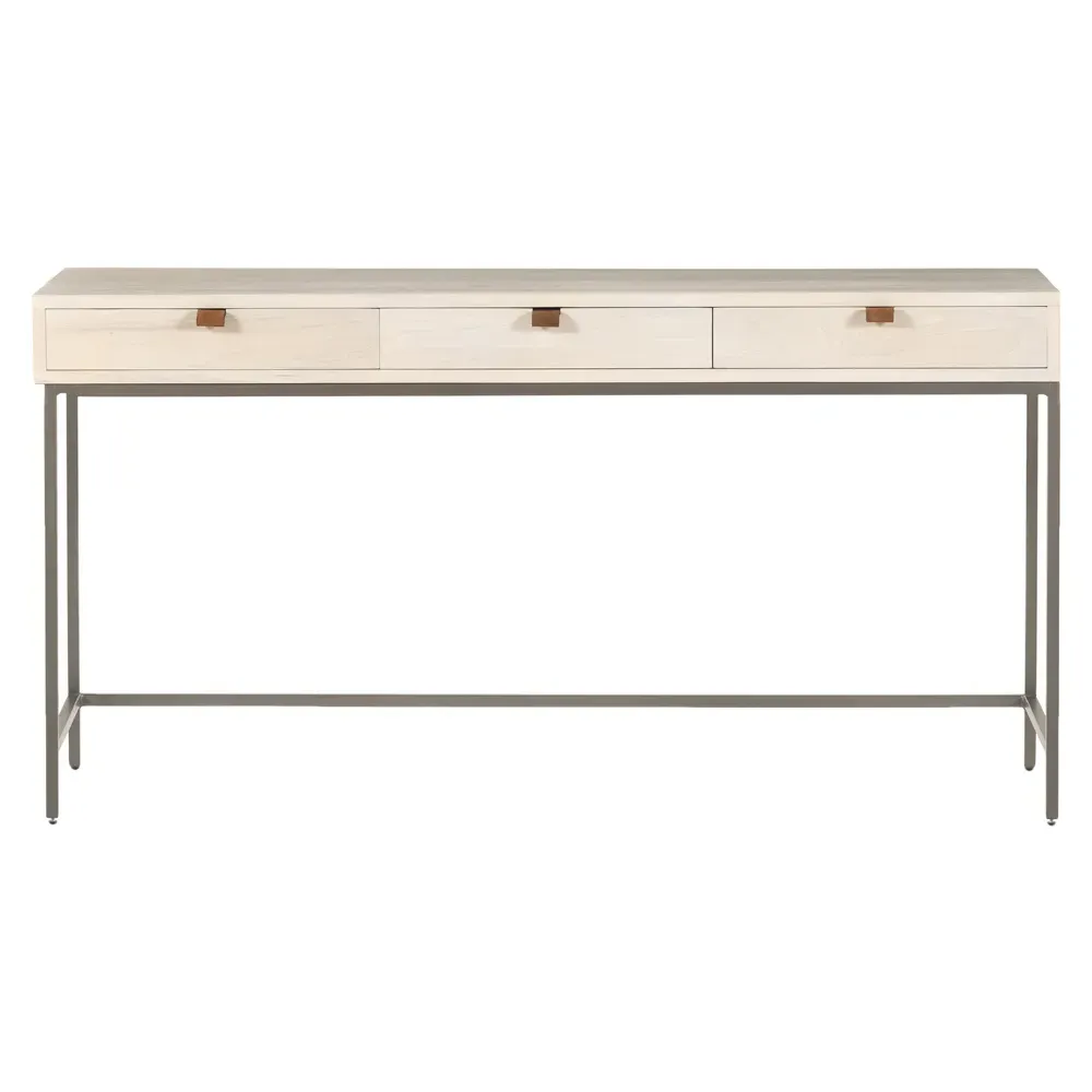 Theodore 3 Drawer Writing Desk - Dove White, Poplar Wood